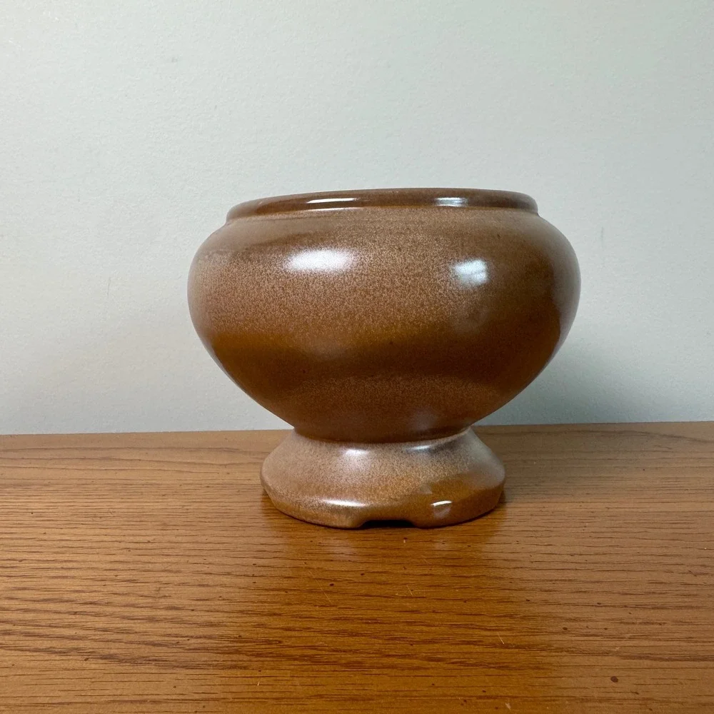 Frankoma Pottery‎ 22A Brown Ceramic Bulbous Vase Planter